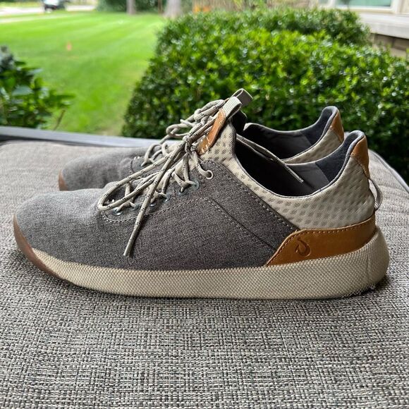 Olukai Men's Nanea Li Gray Lace Casual Canvas Comfort Sneakers Shoes Sz 9.5 - Picture 10 of 16